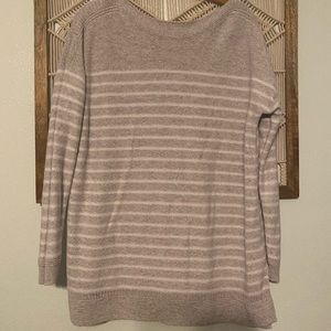 Long white & grey striped sweater